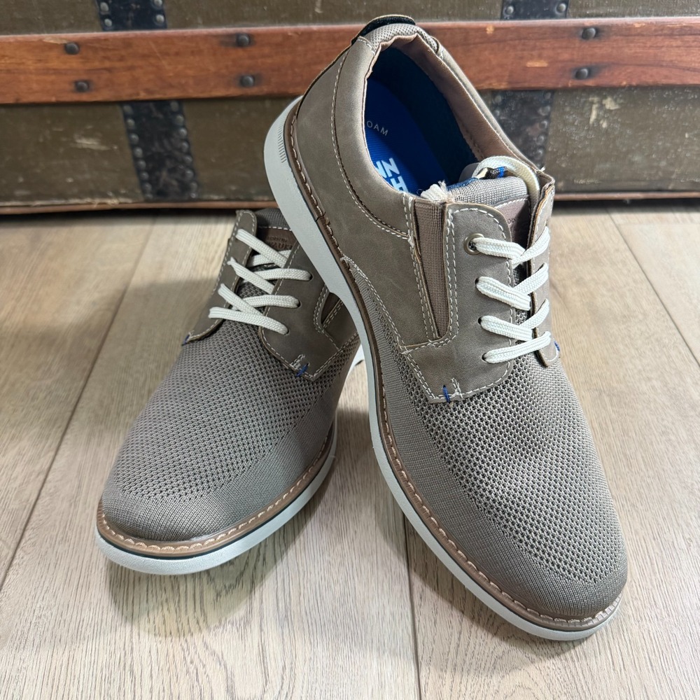 Men's Nunn Bush Otto Canvas Plain Toe‎ Oxford Shoes Dressy Brown Size 9M GUC